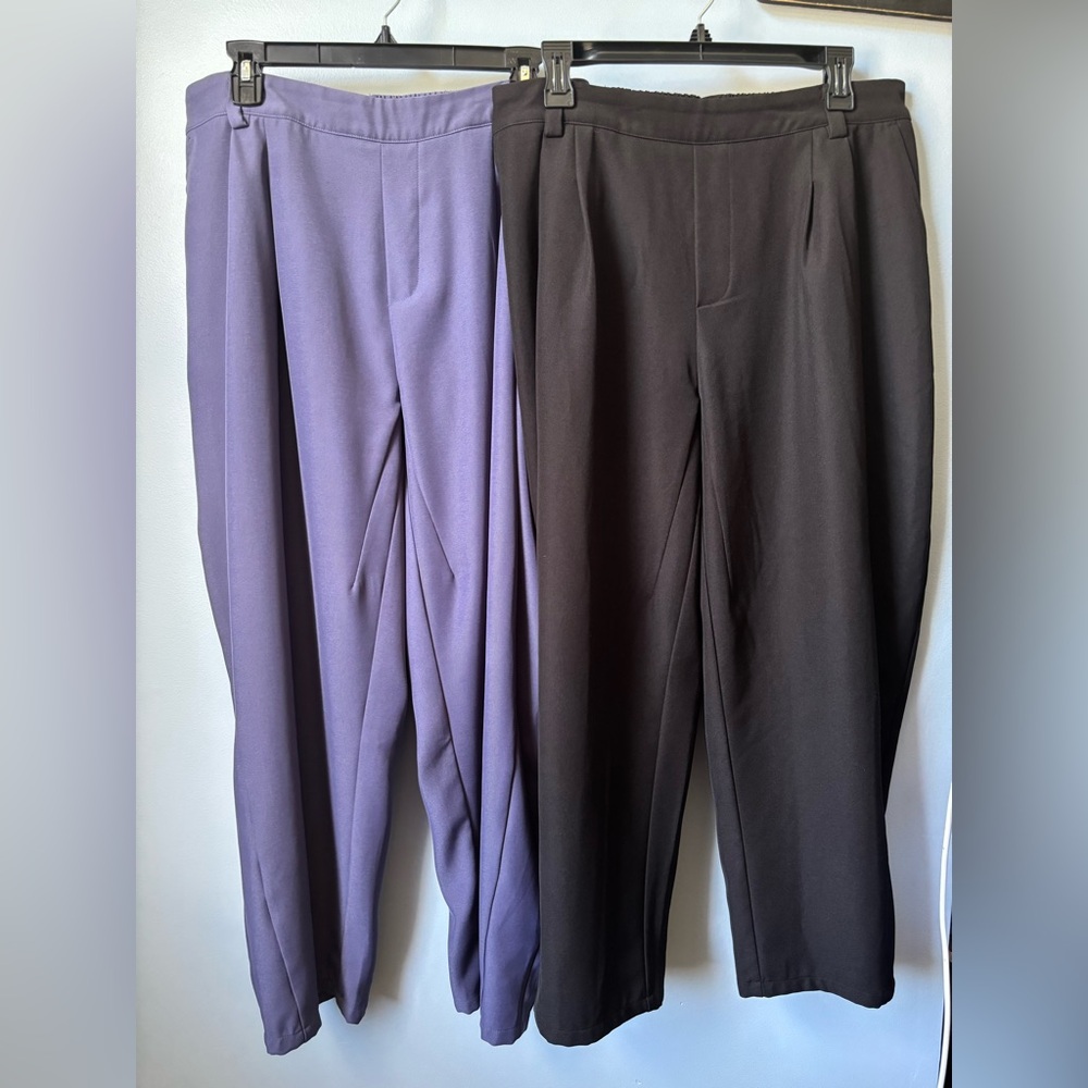Halara Womens Pants Bundle 1 Black Pair and 1 PurpleishBlueish Pair. Size Large.